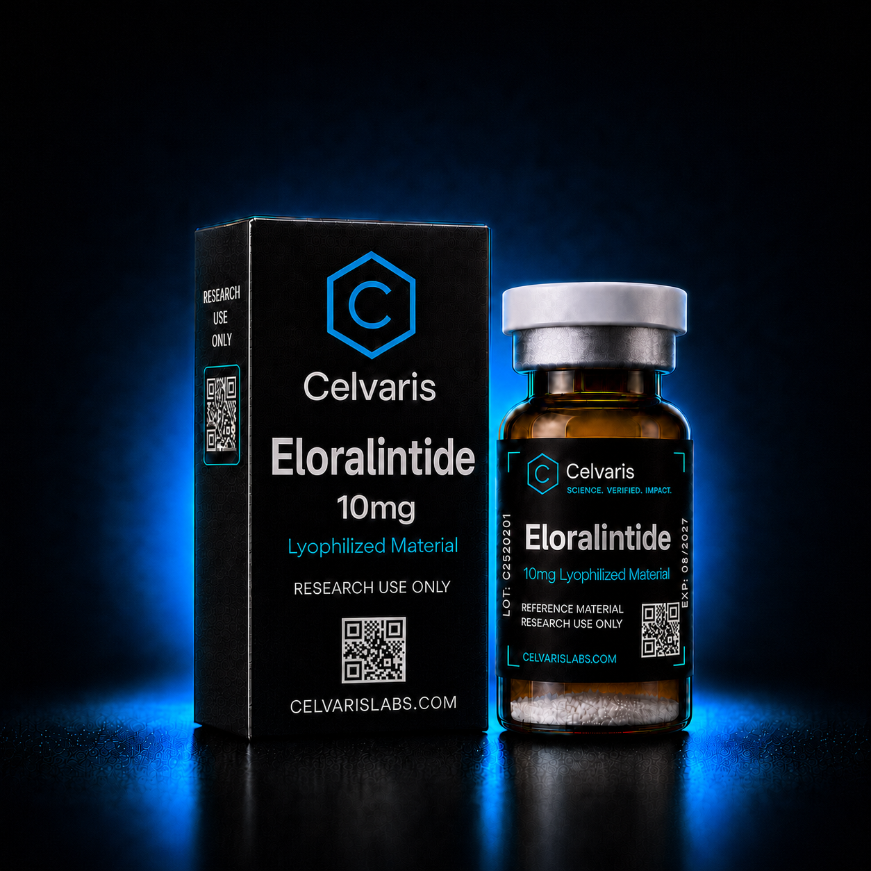 Eloralintide 10mg vial, Celvaris Labs reference material, research use only