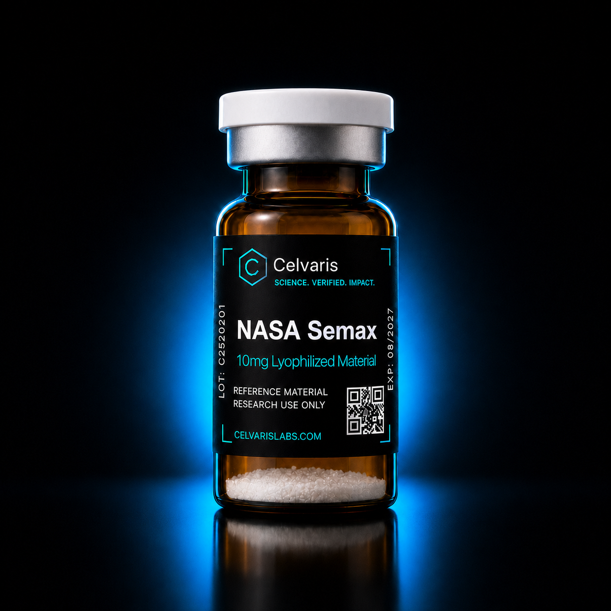 NASA Semax 10mg vial, Celvaris Labs reference material, research use only