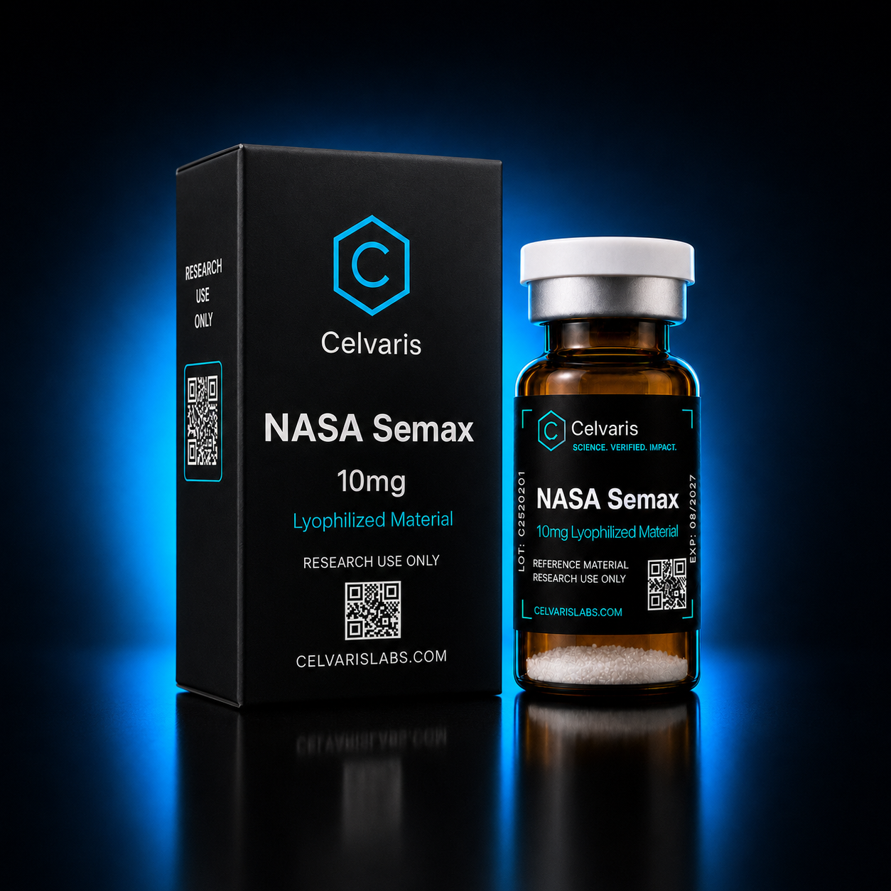 NASA Semax 10mg vial, Celvaris Labs reference material, research use only