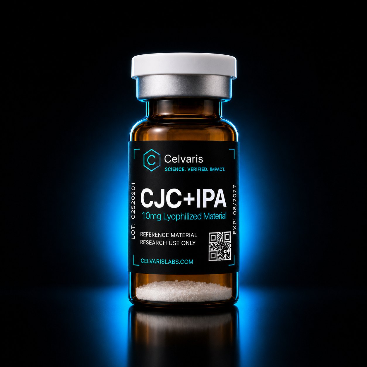 CJC-1295 + Ipamorelin Blend 10mg vial, Celvaris Labs reference material, research use only