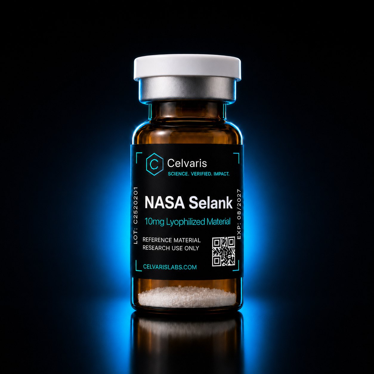 NASA Selank 10mg vial, Celvaris Labs reference material, research use only